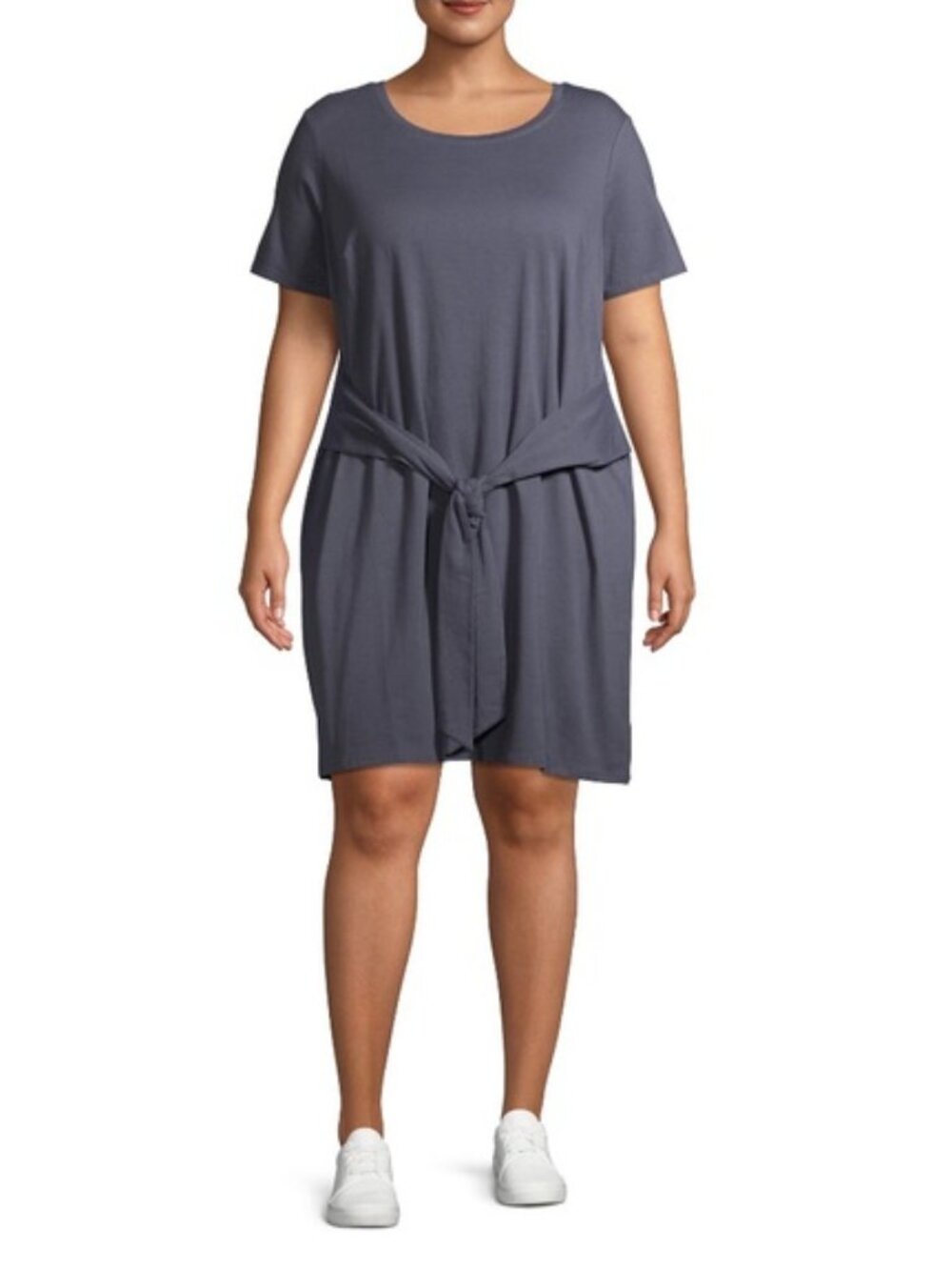 Terra & Sky Women's Dark Gray Short Sleeve Tie Waist T Shirt Dress Size 1X